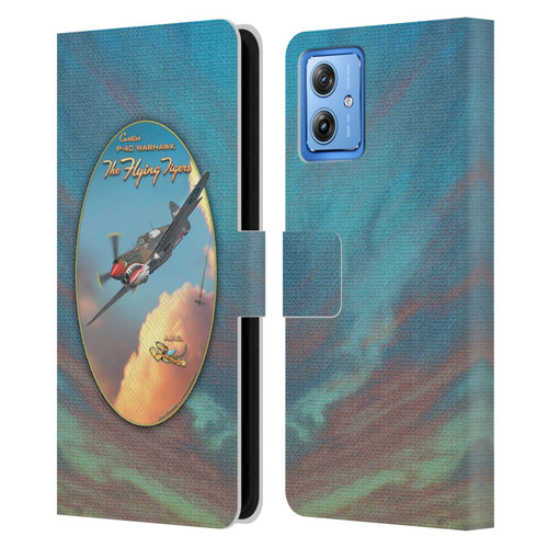 Larry Grossman Retro Collection P-40 Warhawk Flying Tiger Leather Book Wallet Case Cover For Motorola Moto G54 5G