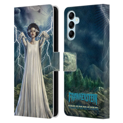 Universal Monsters The Bride Of Frankenstein But Can She Love? Leather Book Wallet Case Cover For Samsung Galaxy M14 5G