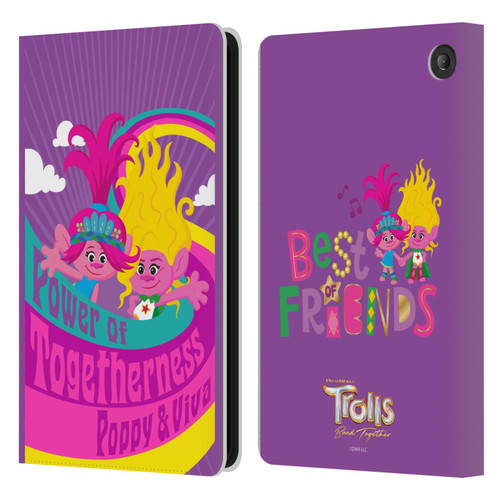 Trolls 3: Band Together Art Power Of Togetherness Leather Book Wallet Case Cover For Amazon Fire 7 2022