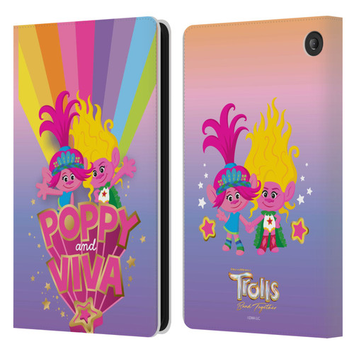 Trolls 3: Band Together Art Rainbow Leather Book Wallet Case Cover For Amazon Fire 7 2022