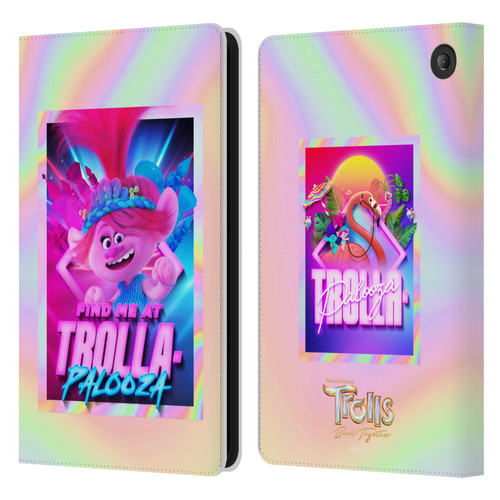 Trolls 3: Band Together Art Trolla-Palooza Leather Book Wallet Case Cover For Amazon Fire 7 2022