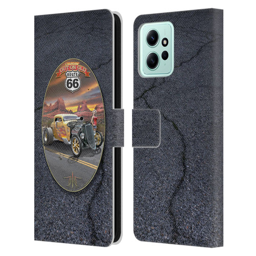 Larry Grossman Retro Collection Route 66 Hot Rod Coupe Leather Book Wallet Case Cover For Xiaomi Redmi 12
