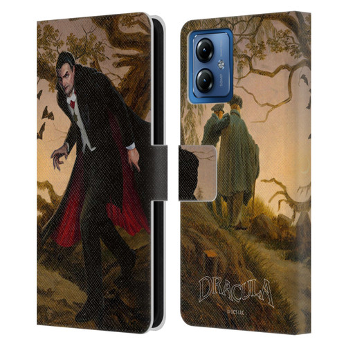 Universal Monsters Dracula Portrait Leather Book Wallet Case Cover For Motorola Moto G14