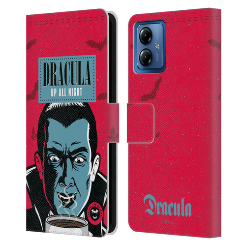Universal Monsters Dracula Up All Night Leather Book Wallet Case Cover For Motorola Moto G14