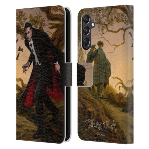 Universal Monsters Dracula Portrait Leather Book Wallet Case Cover For Samsung Galaxy A24 4G / M34 5G