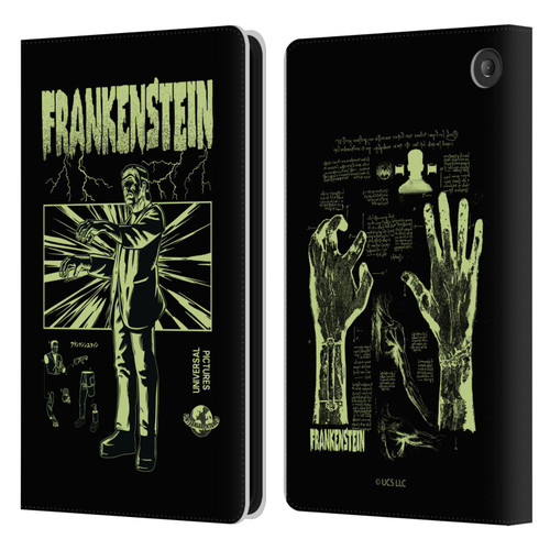 Universal Monsters Frankenstein Lightning Leather Book Wallet Case Cover For Amazon Fire 7 2022