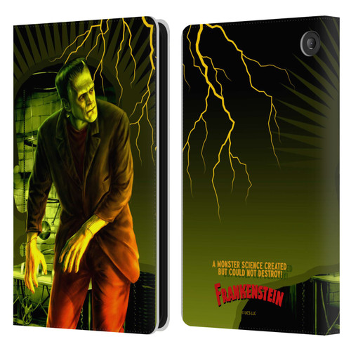 Universal Monsters Frankenstein Yellow Leather Book Wallet Case Cover For Amazon Fire 7 2022