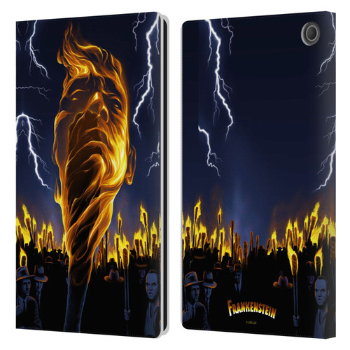 Universal Monsters Frankenstein Flame Leather Book Wallet Case Cover For Amazon Fire Max 11 2023