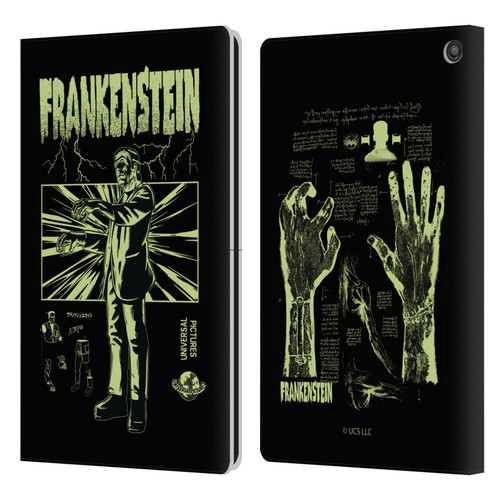 Universal Monsters Frankenstein Lightning Leather Book Wallet Case Cover For Amazon Fire HD 10 / Plus 2021
