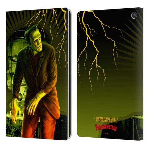 Universal Monsters Frankenstein Yellow Leather Book Wallet Case Cover For Amazon Fire HD 10 / Plus 2021