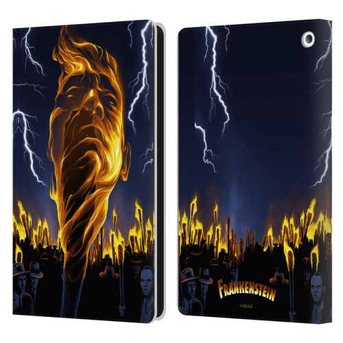 Universal Monsters Frankenstein Flame Leather Book Wallet Case Cover For Amazon Fire HD 8/Fire HD 8 Plus 2020
