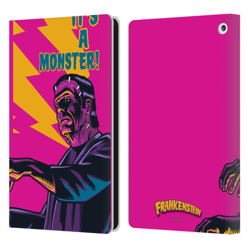 Universal Monsters Frankenstein It's A Monster Leather Book Wallet Case Cover For Amazon Fire HD 8/Fire HD 8 Plus 2020