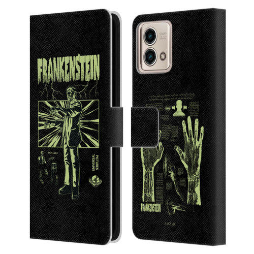 Universal Monsters Frankenstein Lightning Leather Book Wallet Case Cover For Motorola Moto G Stylus 5G 2023