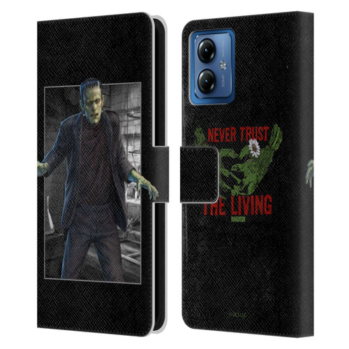Universal Monsters Frankenstein Frame Leather Book Wallet Case Cover For Motorola Moto G14