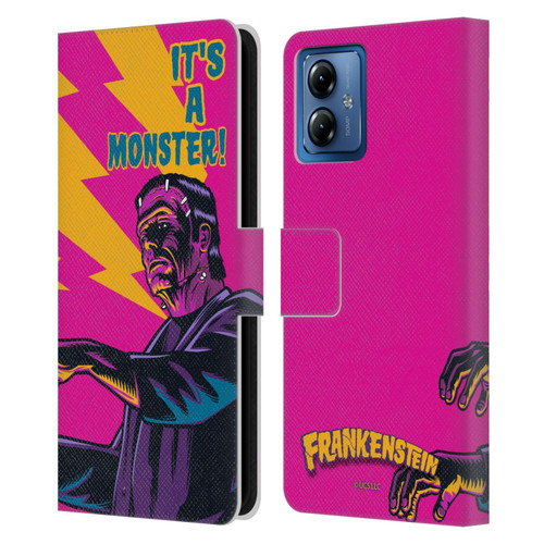 Universal Monsters Frankenstein It's A Monster Leather Book Wallet Case Cover For Motorola Moto G14