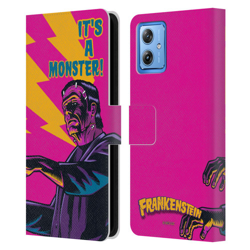 Universal Monsters Frankenstein It's A Monster Leather Book Wallet Case Cover For Motorola Moto G54 5G