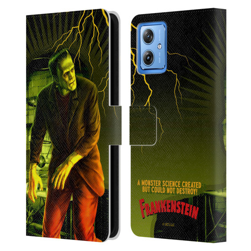 Universal Monsters Frankenstein Yellow Leather Book Wallet Case Cover For Motorola Moto G54 5G