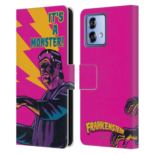 Universal Monsters Frankenstein It's A Monster Leather Book Wallet Case Cover For Motorola Moto G84 5G