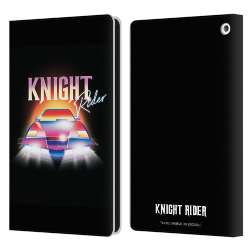 Knight Rider Graphics Kitt 80's Neon Leather Book Wallet Case Cover For Amazon Fire HD 8/Fire HD 8 Plus 2020