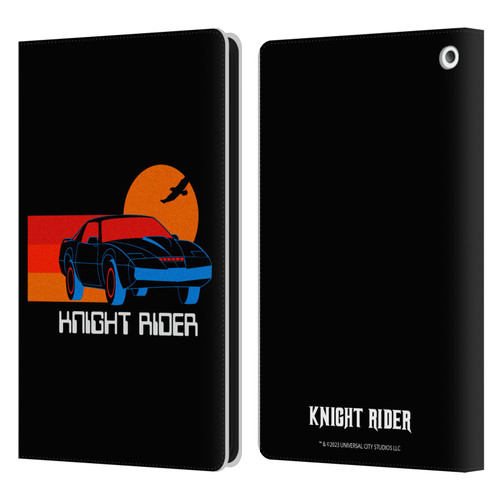 Knight Rider Graphics Kitt Sunset Leather Book Wallet Case Cover For Amazon Fire HD 8/Fire HD 8 Plus 2020