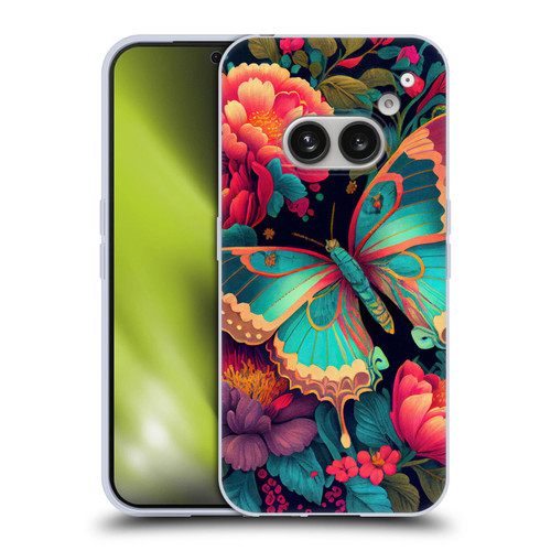 JK Stewart Art Butterfly And Flowers Soft Gel Case for Nothing Phone (2a)
