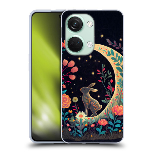JK Stewart Key Art Rabbit On Crescent Moon Soft Gel Case for OnePlus Nord 3 5G