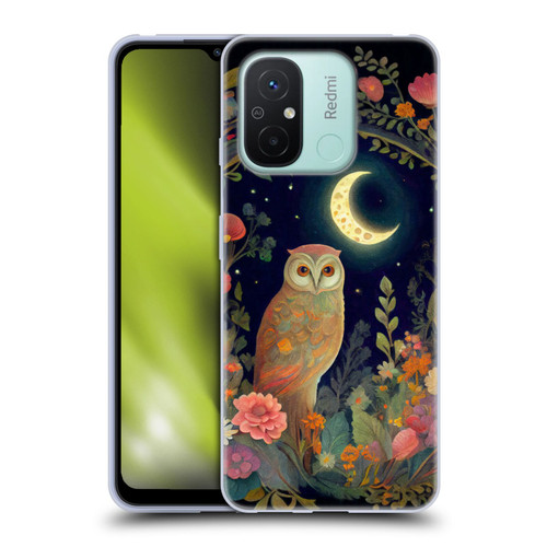 JK Stewart Key Art Owl Crescent Moon Night Garden Soft Gel Case for Xiaomi Redmi 12C