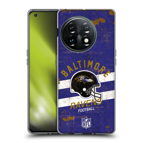 NFL Baltimore Ravens Logo Art Helmet Distressed Soft Gel Case for OnePlus 11 5G