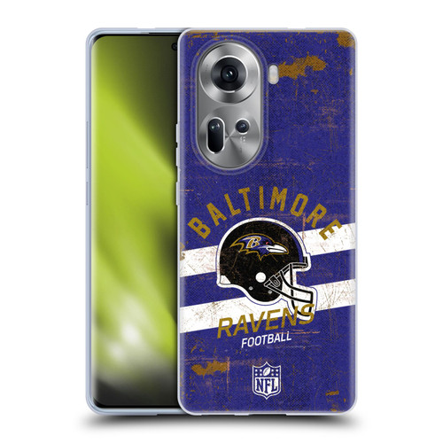 NFL Baltimore Ravens Logo Art Helmet Distressed Soft Gel Case for OPPO Reno11