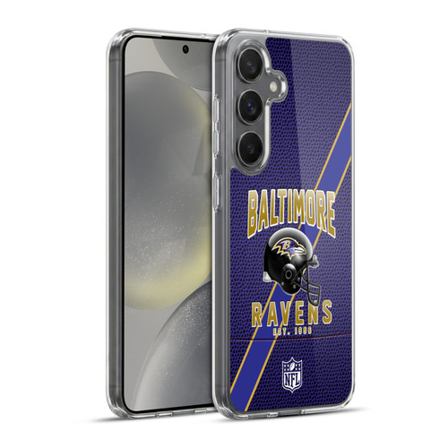 NFL Baltimore Ravens Logo Art Football Stripes Soft Gel Case for Samsung Galaxy S24+ 5G & MagSafe