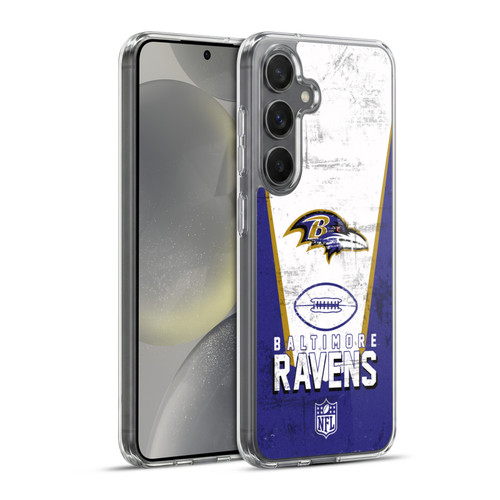 NFL Baltimore Ravens Logo Art Banner Soft Gel Case for Samsung Galaxy S24+ 5G & MagSafe