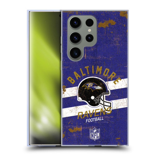 NFL Baltimore Ravens Logo Art Helmet Distressed Soft Gel Case for Samsung Galaxy S24 Ultra 5G