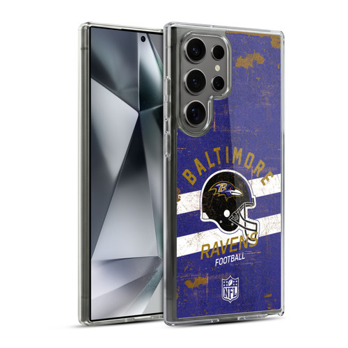 NFL Baltimore Ravens Logo Art Helmet Distressed Soft Gel Case for Samsung Galaxy S24 Ultra 5G & MagSafe