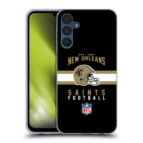NFL New Orleans Saints Graphics Helmet Typography Soft Gel Case for Samsung Galaxy A15