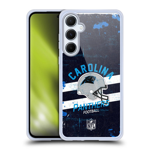 NFL Carolina Panthers Logo Art Helmet Distressed Soft Gel Case for Samsung Galaxy A55 5G