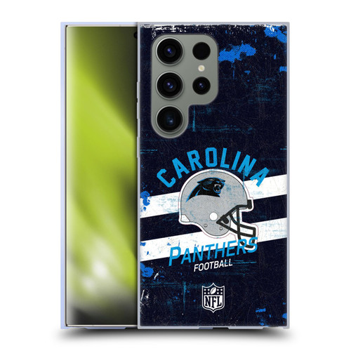 NFL Carolina Panthers Logo Art Helmet Distressed Soft Gel Case for Samsung Galaxy S24 Ultra 5G