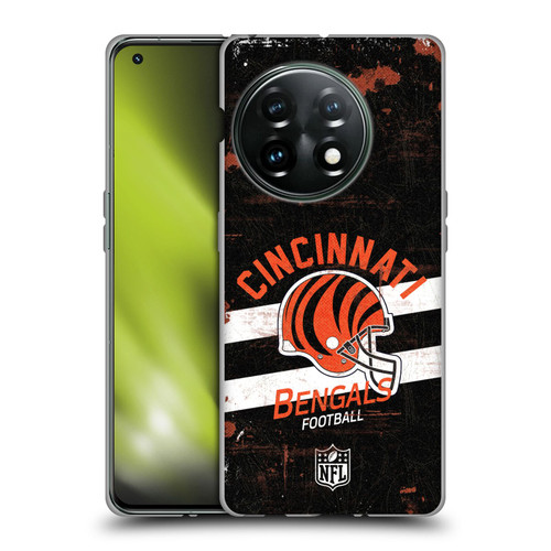 NFL Cincinnati Bengals Logo Art Helmet Distressed Soft Gel Case for OnePlus 11 5G