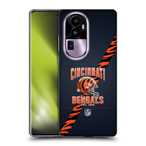 NFL Cincinnati Bengals Logo Art Football Stripes Soft Gel Case for OPPO Reno10 Pro+