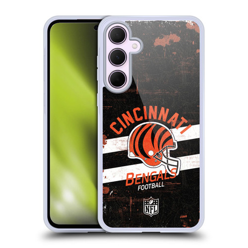 NFL Cincinnati Bengals Logo Art Helmet Distressed Soft Gel Case for Samsung Galaxy A35 5G