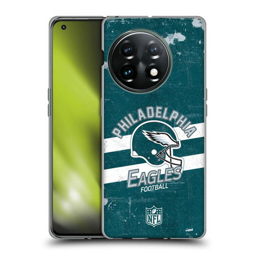 NFL Philadelphia Eagles Logo Art Helmet Distressed Soft Gel Case for OnePlus 11 5G