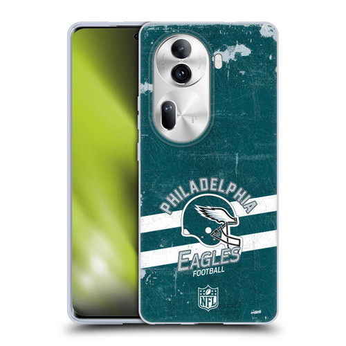 NFL Philadelphia Eagles Logo Art Helmet Distressed Soft Gel Case for OPPO Reno11 Pro
