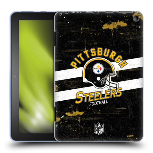 NFL Pittsburgh Steelers Logo Art Helmet Distressed Soft Gel Case for Amazon Fire HD 8/Fire HD 8 Plus 2020