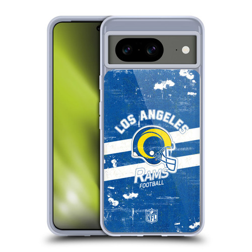 NFL Los Angeles Rams Logo Art Helmet Distressed Look 100th Soft Gel Case for Google Pixel 8