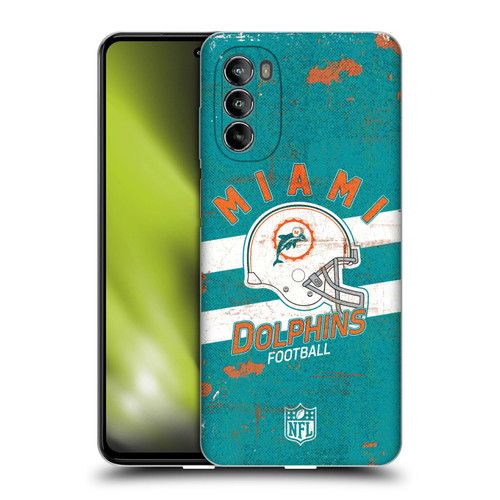 NFL Miami Dolphins Logo Art Helmet Distressed Soft Gel Case for Motorola Moto G82 5G