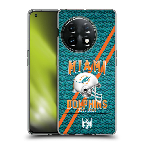 NFL Miami Dolphins Logo Art Football Stripes Soft Gel Case for OnePlus 11 5G