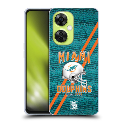 NFL Miami Dolphins Logo Art Football Stripes Soft Gel Case for OnePlus Nord CE 3 Lite 5G