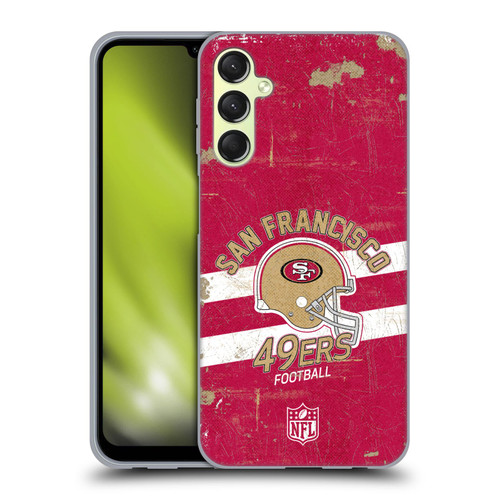 NFL San Francisco 49ers Logo Art Helmet Distressed Soft Gel Case for Samsung Galaxy A24 4G / M34 5G