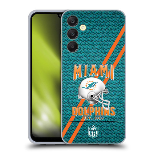 NFL Miami Dolphins Logo Art Football Stripes Soft Gel Case for Samsung Galaxy A25 5G