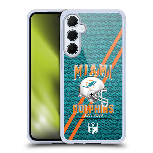 NFL Miami Dolphins Logo Art Football Stripes Soft Gel Case for Samsung Galaxy A55 5G
