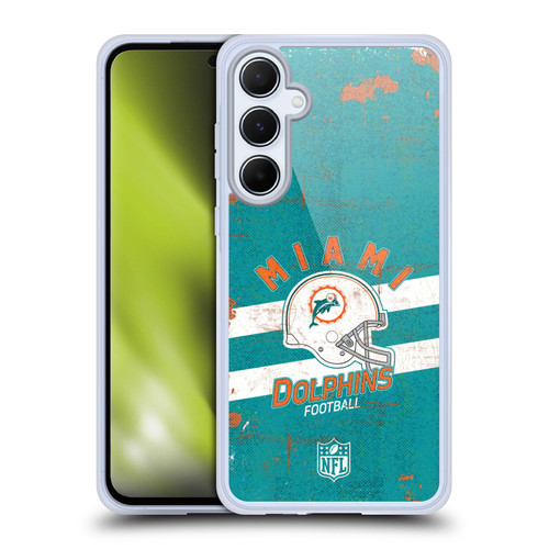 NFL Miami Dolphins Logo Art Helmet Distressed Soft Gel Case for Samsung Galaxy A55 5G